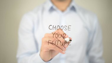 Your gelecek, şeffaf ekranda yazma adam seçin