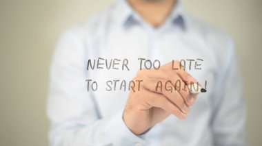 Çok geç için başlamak bir daha asla, şeffaf ekranda yazma adam