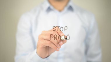 Dolandırıcılık, şeffaf ekranda yazma adam durdurmak