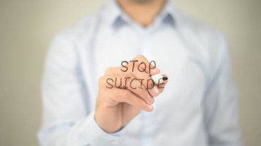 Bir intihar şeffaf ekranda yazma durdurmak