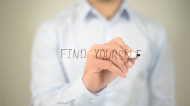 Kendinizi, şeffaf ekranda yazma adam bulmak