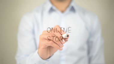 Şeffaf ekranda yazma online mağaza adam