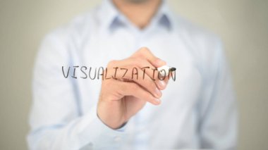 Görselleştirme, şeffaf ekranda yazma adam