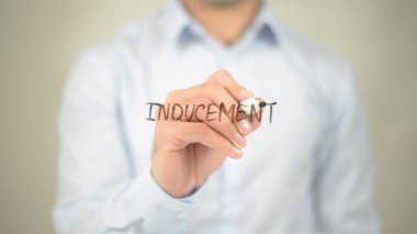 Rüşvet, şeffaf ekranda yazma adam