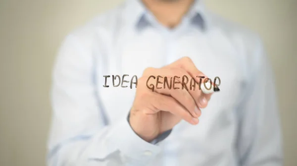 Idea Generator, hombre escribiendo en pantalla transparente —  Fotos de Stock