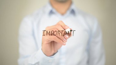 Önemli, şeffaf ekranda yazma adam