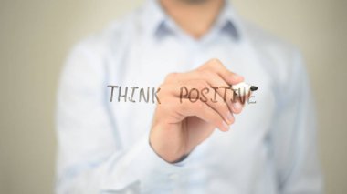 Pozitif, şeffaf ekranda yazma adam düşünüyorum