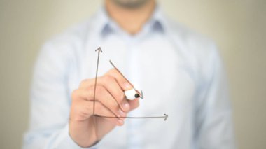 Kaybı grafiği, şeffaf ekranda yazma adam