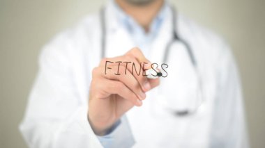 Fitness, şeffaf ekranda yazma doktor