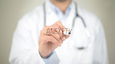 Anksiyete, şeffaf ekranda yazma doktor