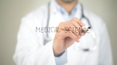 Tıp bilimi, şeffaf ekranda yazma doktor