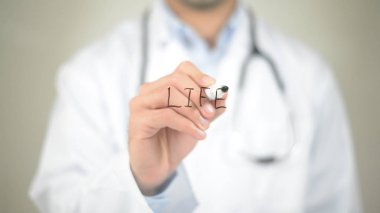 Hayat, şeffaf ekranda yazma doktor