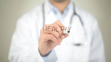 Sağlıklı, şeffaf ekranda yazma doktor