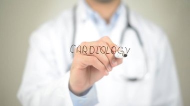 Kardiyoloji, şeffaf ekranda yazma doktor