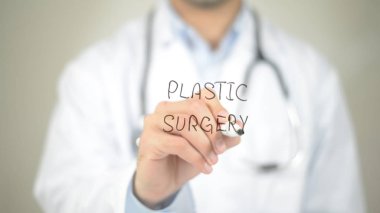 Plastik cerrahi, şeffaf ekranda yazma doktor