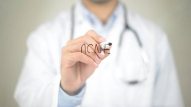 Akne, şeffaf ekranda yazma doktor