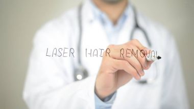 Laser Hair Removal , Doctor writing on transparent screen clipart