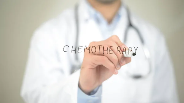 Chemotherapy , Doctor writing on transparent screen