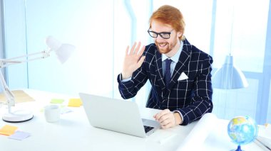 Webcam Video Sohbet Müşteri, tartışma, müzakere ile konuşan adam, 