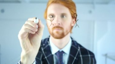 Yaratıcı çizim insanlar kavramı ofis, R şeffaf cam üzerinde ağ