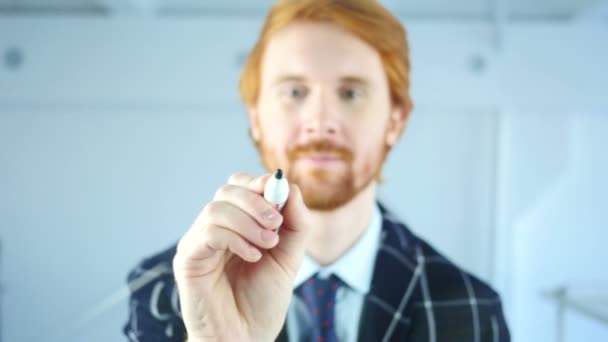 Creative Man Drawing Cloud Computing Concept on Transparent Glass in Office, — Stock Video