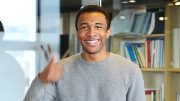 Thumbs Up by Young Afro-American Man, Portrait — Stock Video