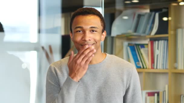 Flying Kiss by Young Afro-American Man, Portrait — Stock Video