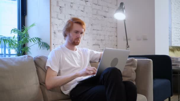 Headache, Tired Creative Designer Using Laptop at Work — Stock Video