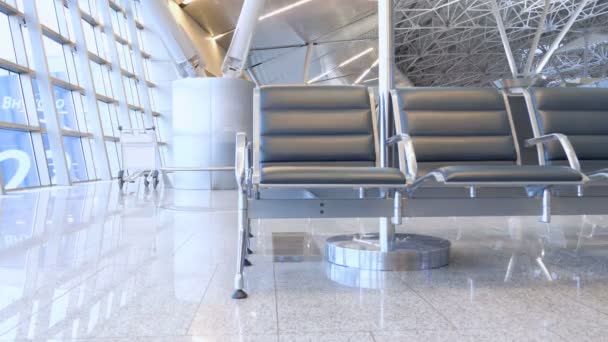 Lege Stoelen Luchthaven Wachten — Stockvideo