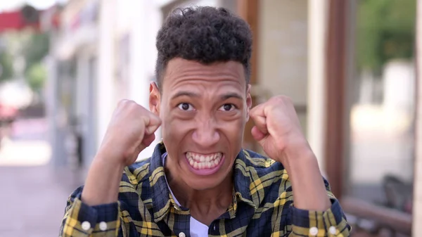 Young African Man Excited for Sudden Success — Stock Photo, Image