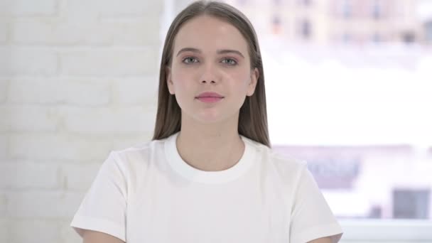 Portrait of Sick Young Woman Coughing — Stock Video