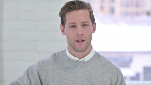 Portrait of Creative Young Man showing Thumbs Up — Stock Video