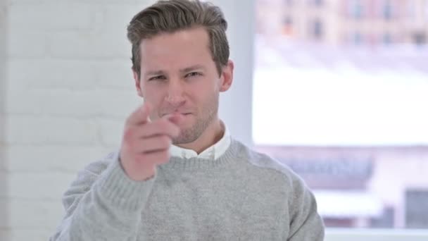 Portrait of Creative Young Man feeling Angry — Stock Video