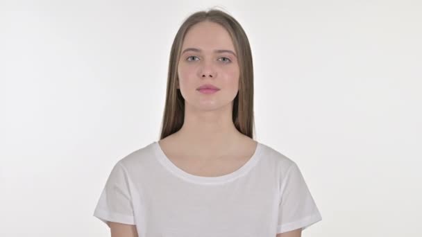 Portrait of Sick Beautiful Young Woman having Toothache — Stock Video