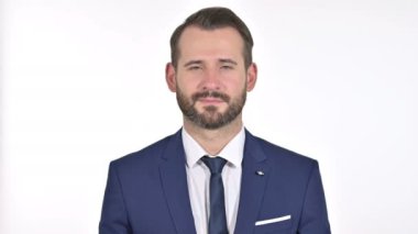 Neşeli İşadamı İyi İşaretler, Beyaz Arkaplan
