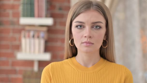 Portrait of Serious Creative Young Woman Looking at the Camera — Stok Video