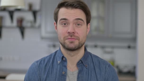 Portrait of Beard Young Man saying Yes with Head Sign — 비디오