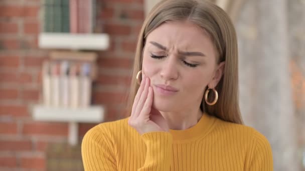 Portrait of Unhealthy Young Woman having Toothache — Stock Video