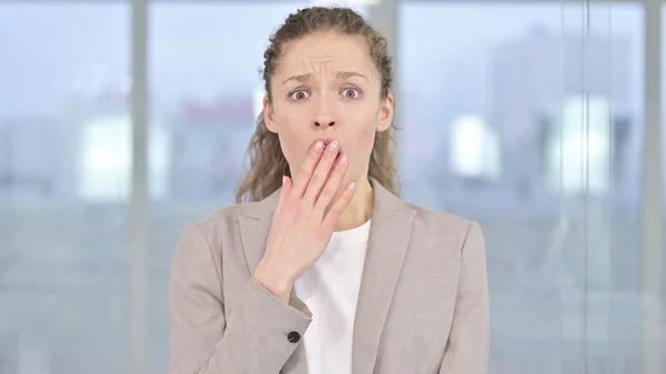 Portrait of Disappointed Young Businesswoman Feeling Shocked