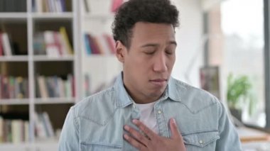 Cough, Sick Young African American Man Coughing 