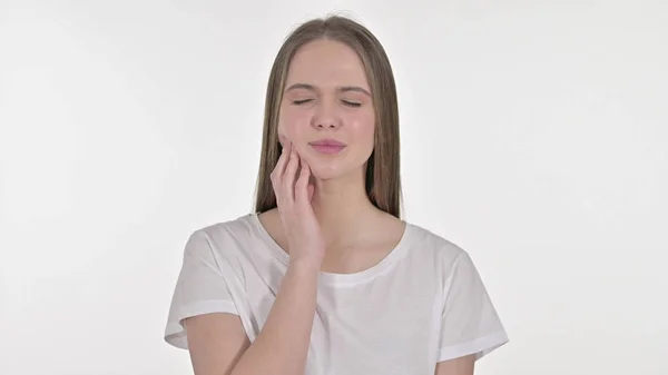 Porträt einer kranken schönen jungen Frau mit Zahnschmerzen — Stockfoto