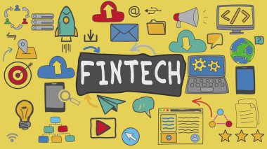 Fintech, Sarı Resim Grafik Teknolojisi Konsepti