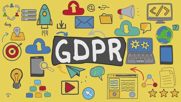 GDPR, Yellow Illustration Graphic Technology Concept