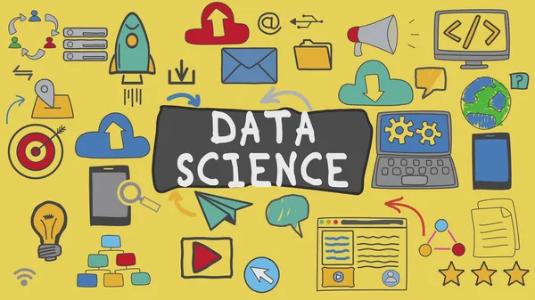 Data Science, Gele Illustratie Grafische Technologie Concept — Stockfoto