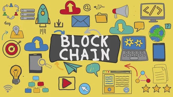 Blok Zinciri, Sarı Resimler Grafik Teknolojisi Konsepti