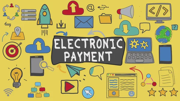 Electronic Payment, Yellow Illustration Graphic Technology Concept