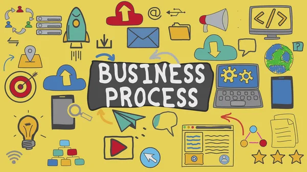 Business Process, Yellow Illustration Graphic Technology Concept — Stock fotografie
