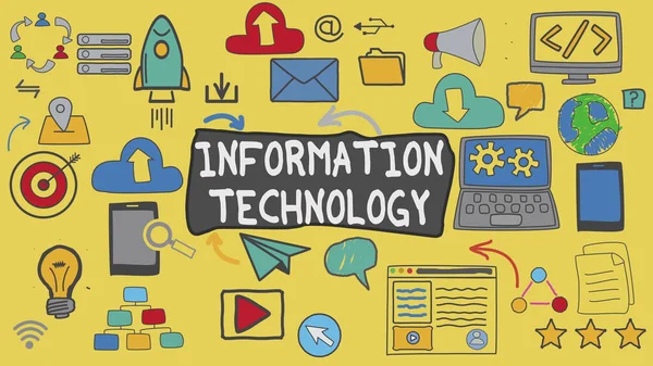 信息技术、黄色图解图形技术概念 — 图库照片