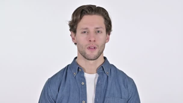 Ok Sign by Young Man showing Approval on White Background — Stock Video