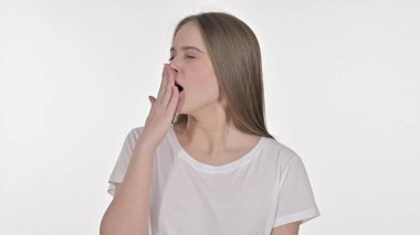 Uykucu Güzel Genç Kadın Esneme Portresi